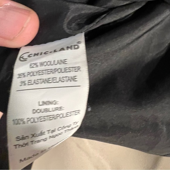 Rare Chic-Land Medium Professional Black 2 Button Blazer Zipper Pocket Square - Picture 7 of 12